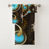 Steampunk Rusty Hintergrund mit türkisfarbenen Lin Badhandtuch Set (Insitu)