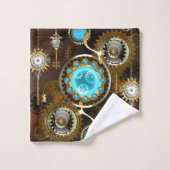 Steampunk Rusty Hintergrund mit türkisfarbenen Lin Badhandtuch Set (Waschlappen)