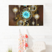Steampunk Rusty Hintergrund mit türkisfarbenen Lin Banner (Insitu)