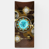 Steampunk Rusty Hintergrund mit türkisfarbenen Lin Banner (Vertikal)