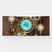 Steampunk Rusty Hintergrund mit türkisfarbenen Lin Banner (Horizontal)
