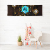 Steampunk Rusty Hintergrund mit türkisfarbenen Lin Banner (Insitu)