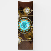 Steampunk Rusty Hintergrund mit türkisfarbenen Lin Banner (Vertikal)