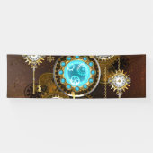 Steampunk Rusty Hintergrund mit türkisfarbenen Lin Banner (Horizontal)