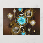 Steampunk Rusty Hintergrund mit türkisfarbenen Lin Begleitkarte (Vorderseite)