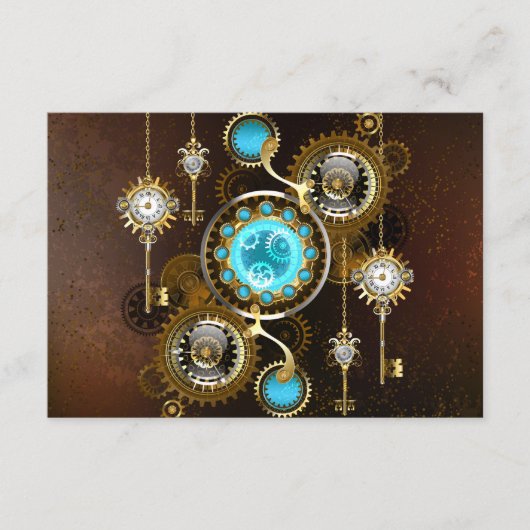 Steampunk Rusty Hintergrund mit türkisfarbenen Lin Begleitkarte (Vorderseite)
