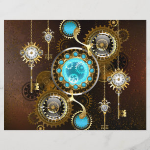 Steampunk Rusty Hintergrund mit türkisfarbenen Lin Briefbogen