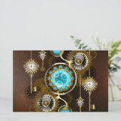 Steampunk Rusty Hintergrund mit türkisfarbenen Lin Briefpapier (Stehend Vorderseite)