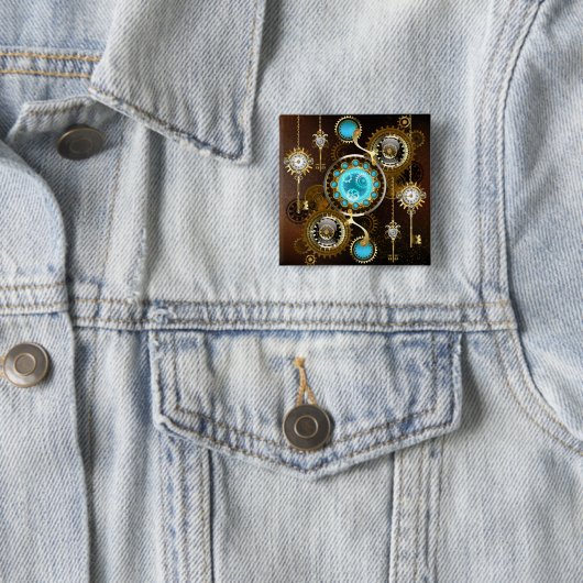 Steampunk Rusty Hintergrund mit türkisfarbenen Lin Button (Beispiel)