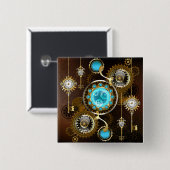 Steampunk Rusty Hintergrund mit türkisfarbenen Lin Button (Vorne & Hinten)