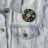 Steampunk Rusty Hintergrund mit türkisfarbenen Lin Button (Beispiel)