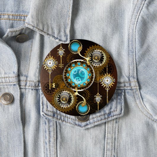 Steampunk Rusty Hintergrund mit türkisfarbenen Lin Button (Beispiel)