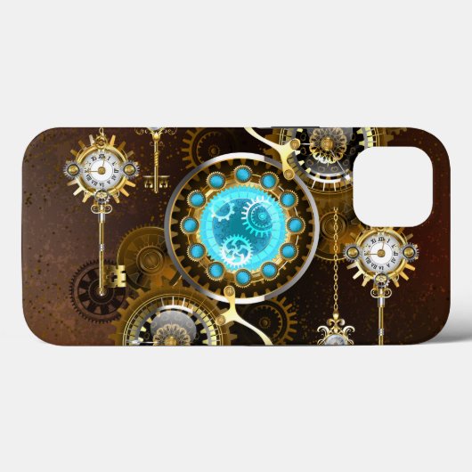 Steampunk Rusty Hintergrund mit türkisfarbenen Lin Case-Mate iPhone Hülle (Rückseite (Horizontal))