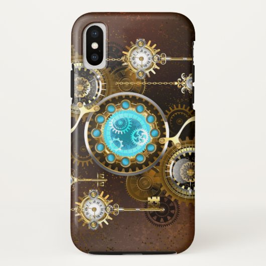 Steampunk Rusty Hintergrund mit türkisfarbenen Lin Case-Mate iPhone Hülle (Rückseite)