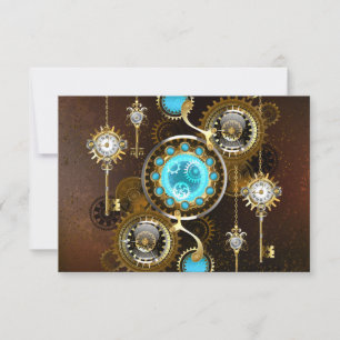 Steampunk Rusty Hintergrund mit türkisfarbenen Lin Dankeskarte