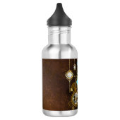 Steampunk Rusty Hintergrund mit türkisfarbenen Lin Edelstahlflasche (Links)