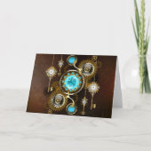 Steampunk Rusty Hintergrund mit türkisfarbenen Lin Einladung (Vorderseite)
