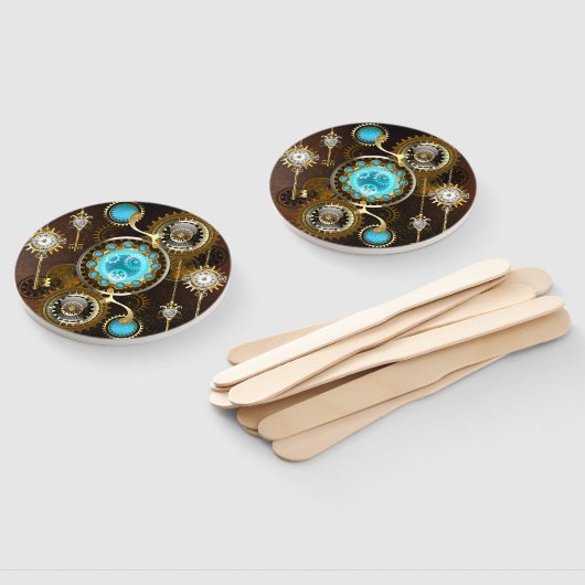 Steampunk Rusty Hintergrund mit türkisfarbenen Lin Fächer (Non-assembled)