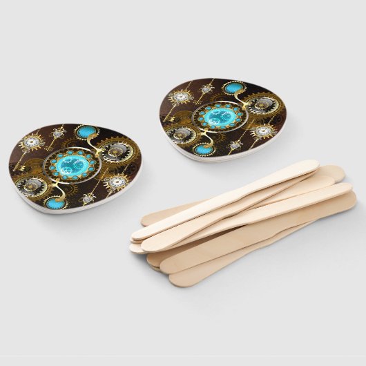 Steampunk Rusty Hintergrund mit türkisfarbenen Lin Fächer (Non-assembled)