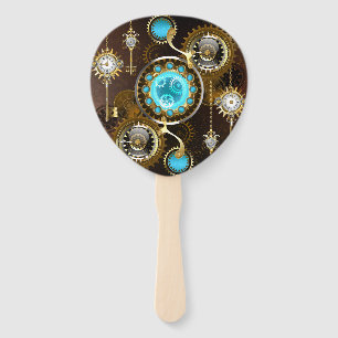 Steampunk Rusty Hintergrund mit türkisfarbenen Lin Fächer