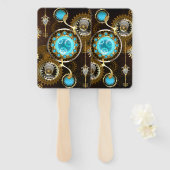 Steampunk Rusty Hintergrund mit türkisfarbenen Lin Fächer (Vorne und Hinten)