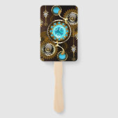 Steampunk Rusty Hintergrund mit türkisfarbenen Lin Fächer (Rückseite)
