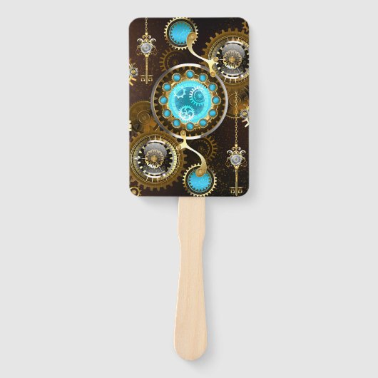 Steampunk Rusty Hintergrund mit türkisfarbenen Lin Fächer (Vorderseite)