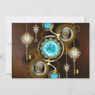 Steampunk Rusty Hintergrund mit türkisfarbenen Lin Feiertagskarte