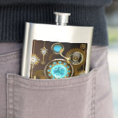 Steampunk Rusty Hintergrund mit türkisfarbenen Lin Flachmann (Beispiel)