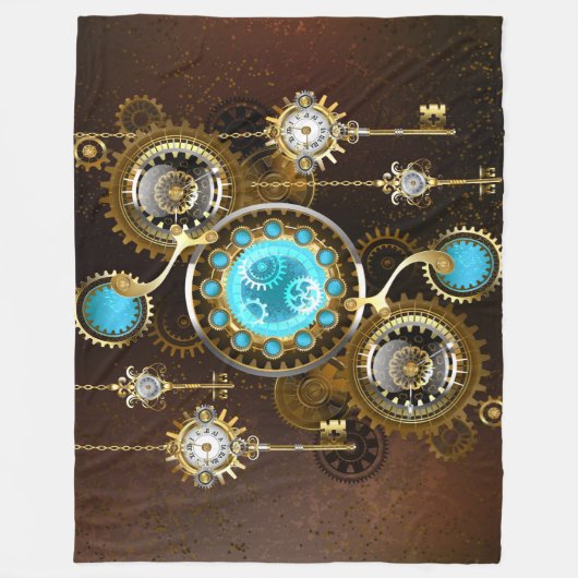 Steampunk Rusty Hintergrund mit türkisfarbenen Lin Fleecedecke (Vorderseite)