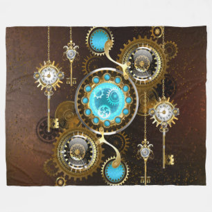 Steampunk Rusty Hintergrund mit türkisfarbenen Lin Fleecedecke