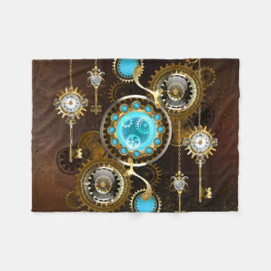 Steampunk Rusty Hintergrund mit türkisfarbenen Lin Fleecedecke