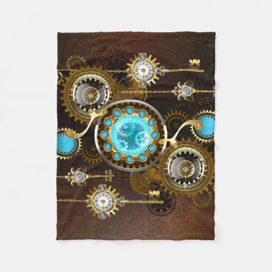 Steampunk Rusty Hintergrund mit türkisfarbenen Lin Fleecedecke (Vorderseite)
