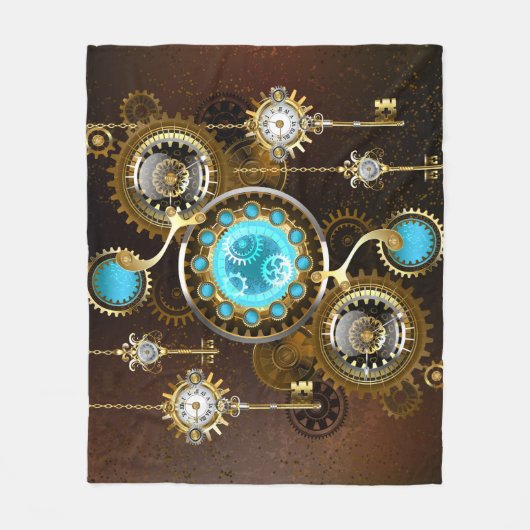 Steampunk Rusty Hintergrund mit türkisfarbenen Lin Fleecedecke (Vorderseite)