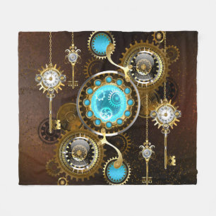Steampunk Rusty Hintergrund mit türkisfarbenen Lin Fleecedecke