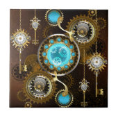 Steampunk Rusty Hintergrund mit türkisfarbenen Lin Fliese (Vorderseite)