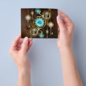 Steampunk Rusty Hintergrund mit türkisfarbenen Lin Flyer (Gruppe)