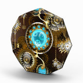 Steampunk Rusty Hintergrund mit türkisfarbenen Lin Fotoblock (Rechts)