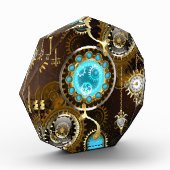 Steampunk Rusty Hintergrund mit türkisfarbenen Lin Fotoblock (Links)