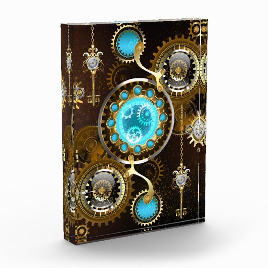Steampunk Rusty Hintergrund mit türkisfarbenen Lin Fotoblock (Links)