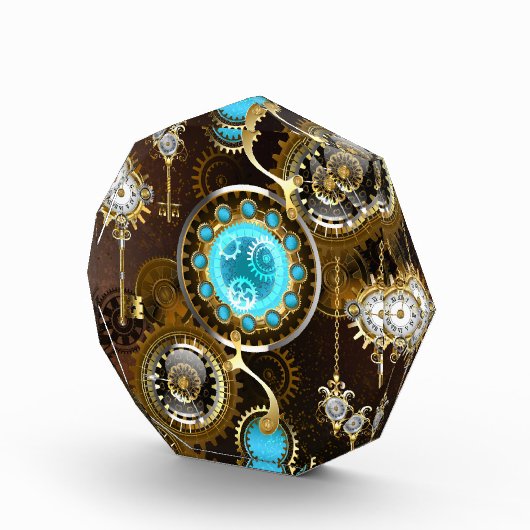 Steampunk Rusty Hintergrund mit türkisfarbenen Lin Fotoblock (Rechts)