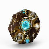 Steampunk Rusty Hintergrund mit türkisfarbenen Lin Fotoblock (Links)