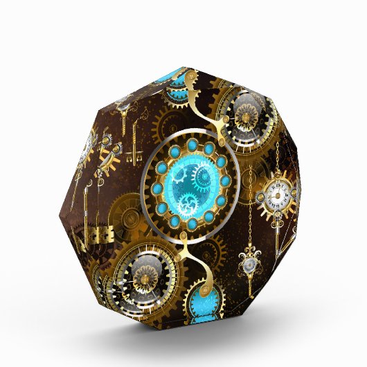 Steampunk Rusty Hintergrund mit türkisfarbenen Lin Fotoblock (Links)