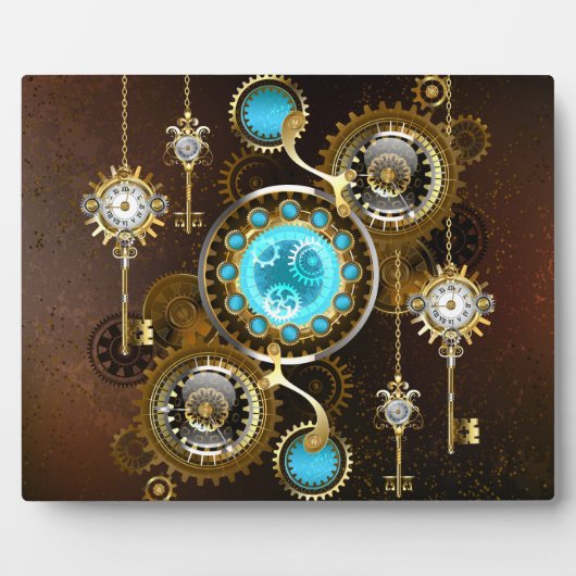 Steampunk Rusty Hintergrund mit türkisfarbenen Lin Fotoplatte (Vorderseite)