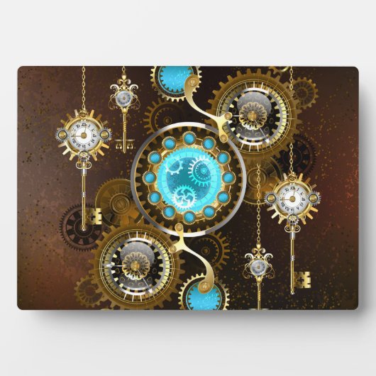 Steampunk Rusty Hintergrund mit türkisfarbenen Lin Fotoplatte (Vorderseite)
