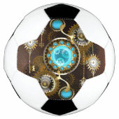 Steampunk Rusty Hintergrund mit türkisfarbenen Lin Fußball (Vorderseite)