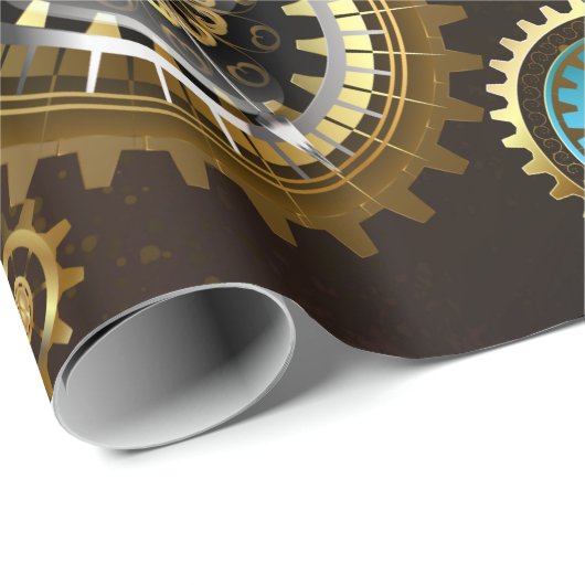 Steampunk Rusty Hintergrund mit türkisfarbenen Lin Geschenkpapier (Rolleneckpunkt)