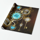 Steampunk Rusty Hintergrund mit türkisfarbenen Lin Geschenkpapier (Ungerollt)