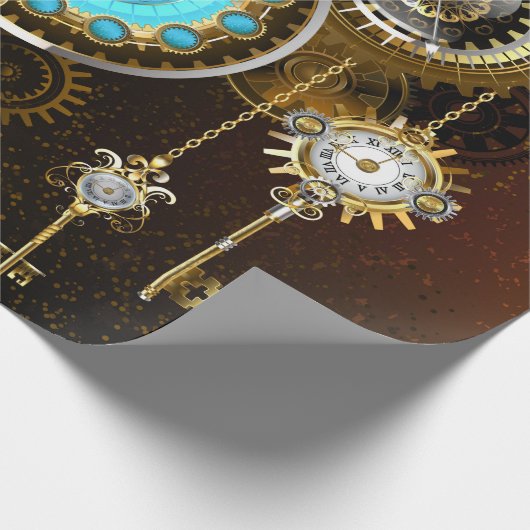 Steampunk Rusty Hintergrund mit türkisfarbenen Lin Geschenkpapier (Ecke)