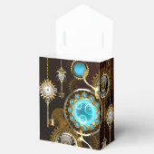 Steampunk Rusty Hintergrund mit türkisfarbenen Lin Geschenkschachtel (Geöffnet)